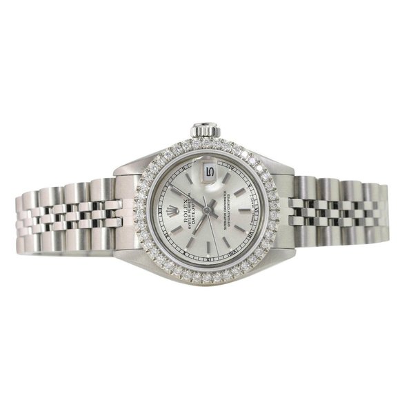 ROLEX DATEJUST SILVER INDEX DIAL 1.15CTW DIAMOND STEEL JUBILEE WATCH 26 MM 69174 - Picture 4 of 6